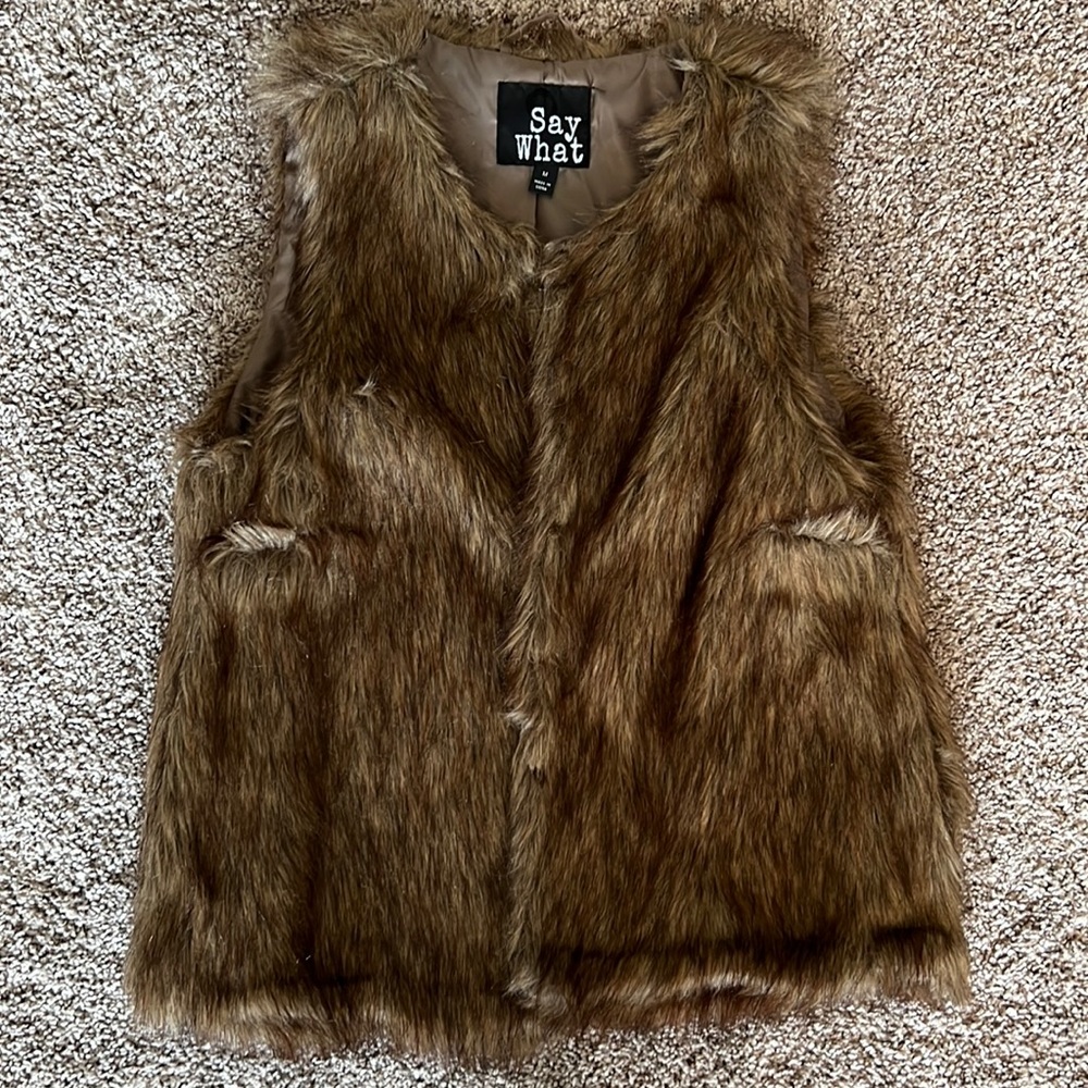 Faux Fur Vest Brown